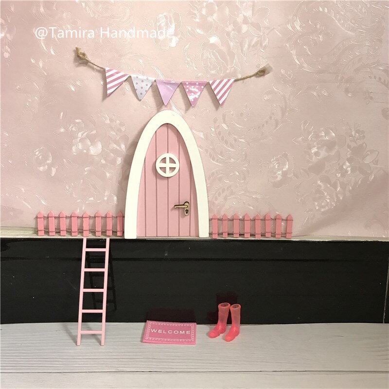 Hand Made Fairy door great for girls room miniature pretend play magic fairies tooth fairy door: Pink door Set