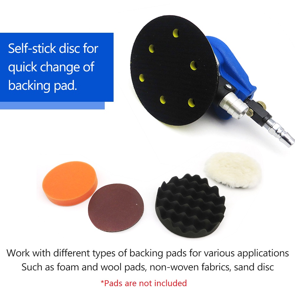 KKmoon Vacuum Air Sander Pneumatic Sander Self-Vacuum Palm Orbital Sander Grinder Polisher Sanding Machine Tool 5''