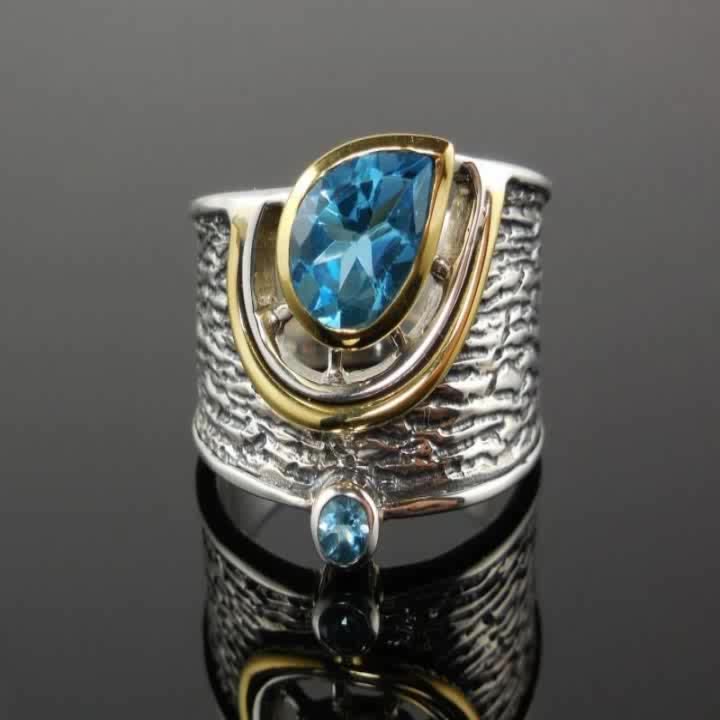 Etnische Wide Vrouwen Ringen Persoonlijkheid Met Water Stone Vrouwelijke Mannen Party Ring Sieraden Ring