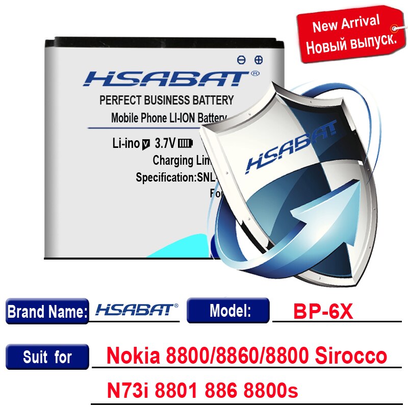 HSABAT Battery for Nokia BL-4B BL-4D BL-4C BL-4CT BL-4U BL-5B BL-5BT BL-5C BL-5CT BL-5J BP-5M BP-6X BL-6Q BLC-2 BLD-3 BLB-2: BP-6X