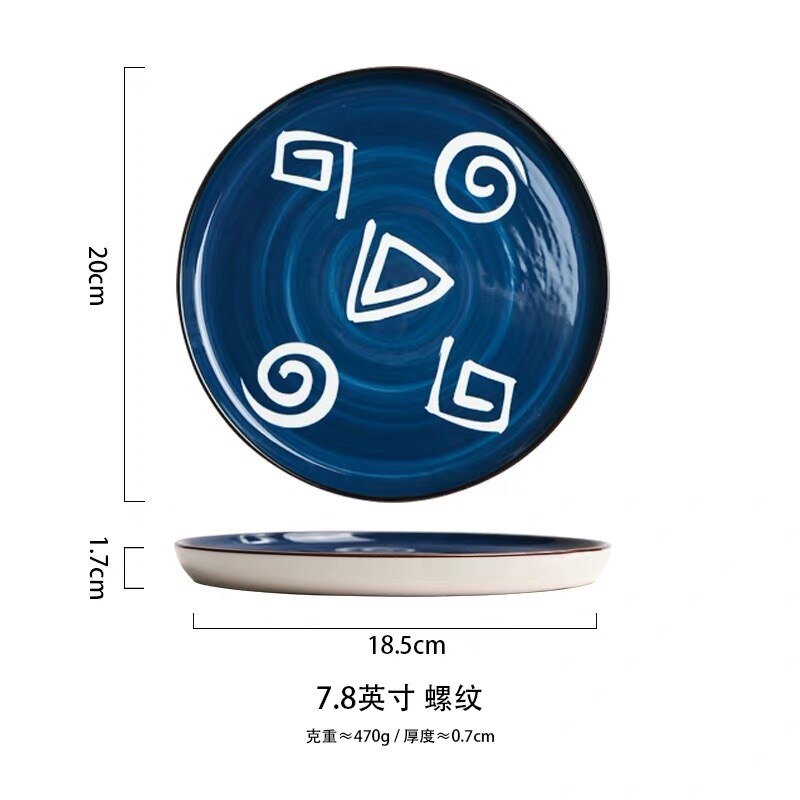 Vintage hand paint ceramic 8 inch dessert salad plate snack plate cake plate decoration tableware dinner set: C