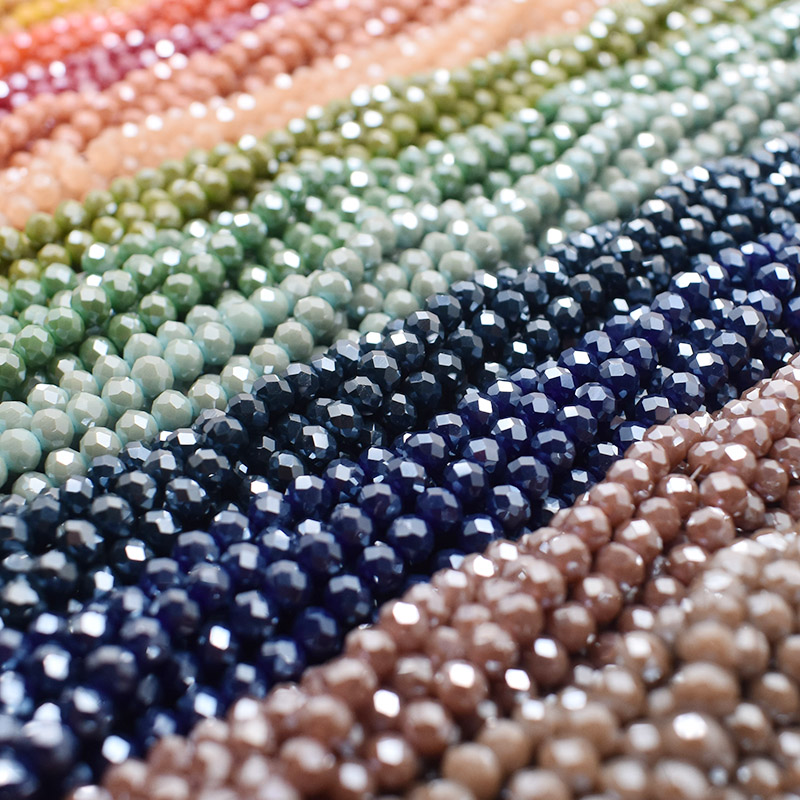 Shiny Color 4mm Rondelle Crystal Glass Beads Faceted Loose Spacer Glass Beads for Jewelry Making DIY Bracelet