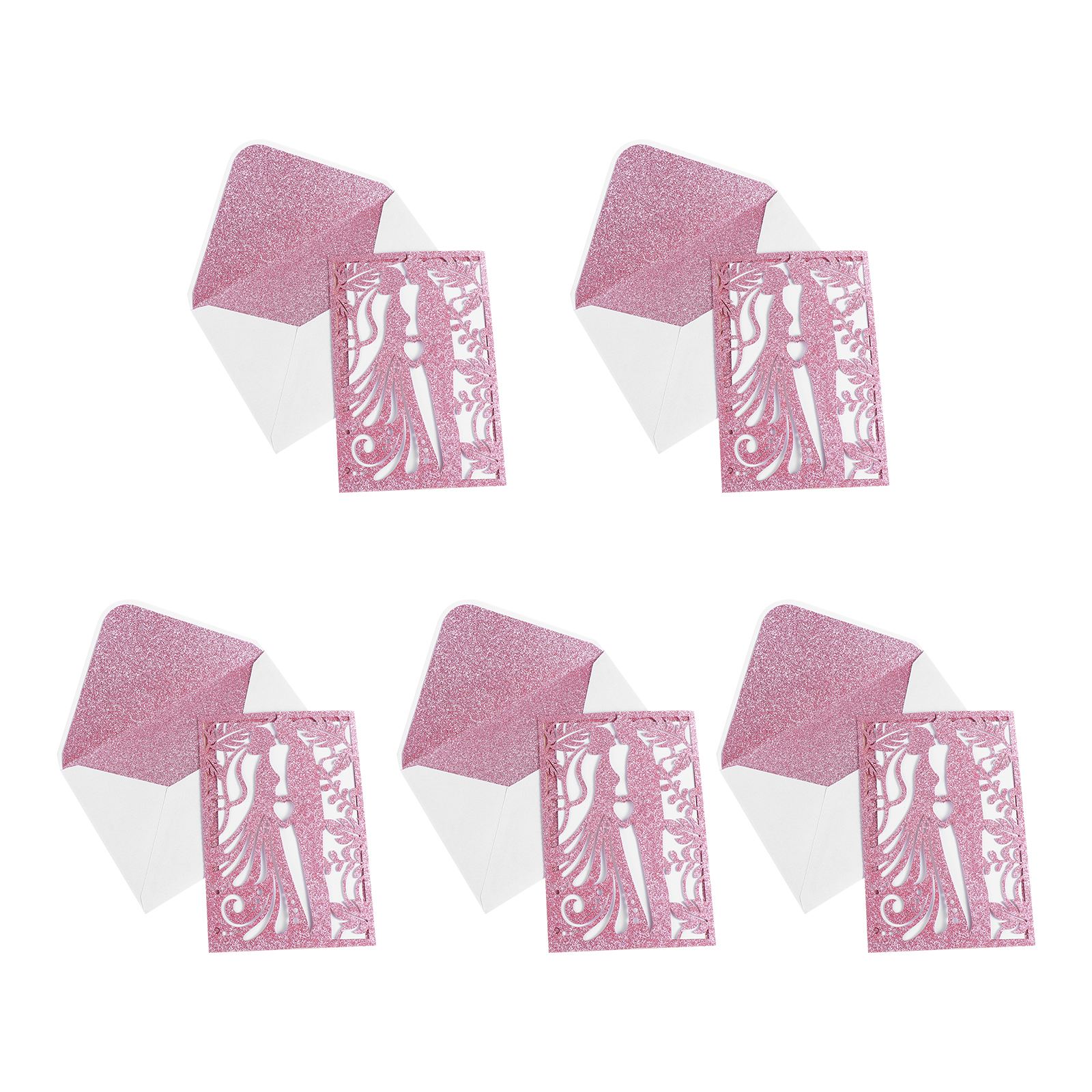 5pcs Wedding Invitations Bride Groom Lovely Paper Invitations Cards Party Wedding Decoration