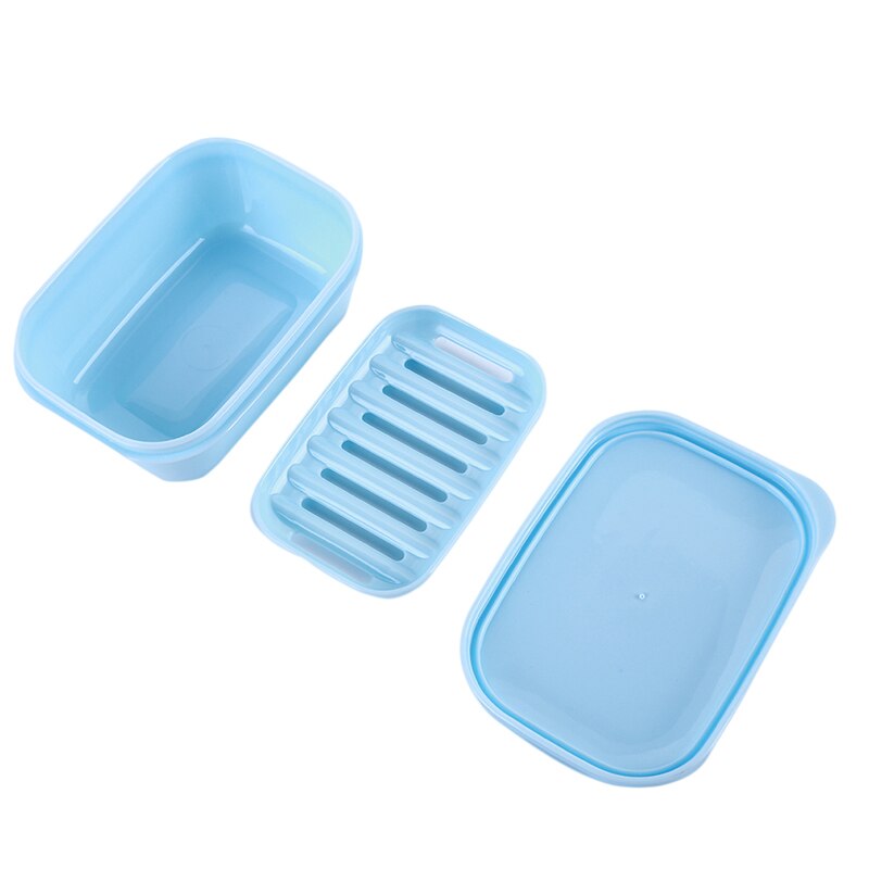 Travel School Soap Tray Portable Rectangle Soap Box With Drain Low & Lid Stylish Soap Dish: blue
