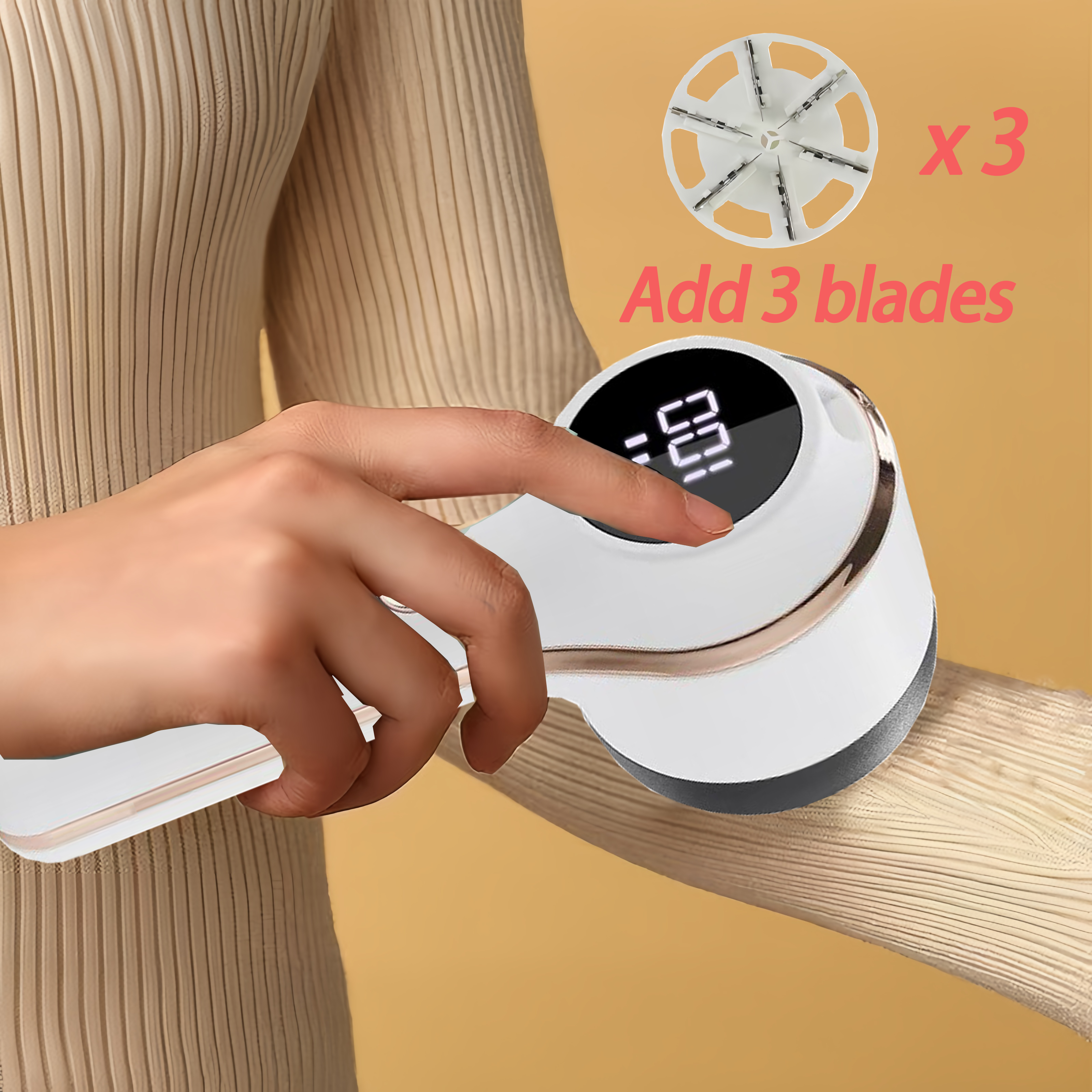 Eliminador de pelusas portátil con ajuste de 3 velocidades, afeitadora de tela recargable, máquina para quitar pelusas y pellets para ropa, suéter: Blanco