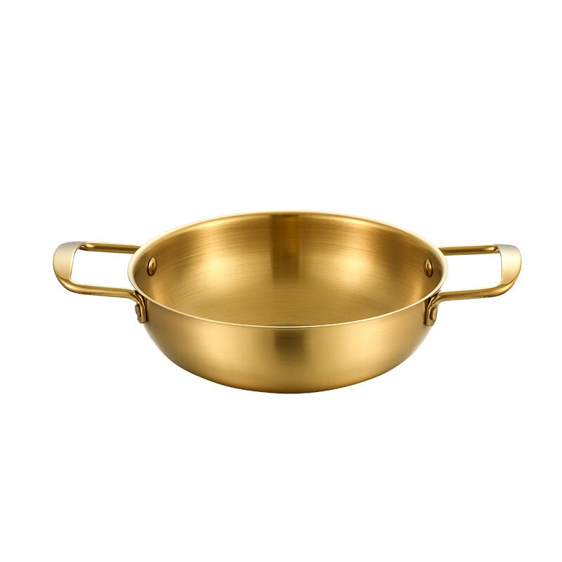 Olla de Ramen de acero inoxidable coreana, olla de mariscos, estufa de cangrejo dorado, olla seca, Mini olla portátil, herramienta de cocina, utensilios de cocina: gold / 18cm
