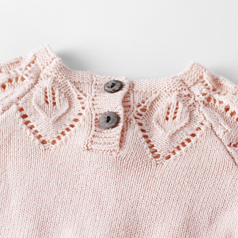Babymeisje gebreide holle stijl effen strik decor lange mouw romper tops baby baby jongen romper baby jumpsuit onesie overalls