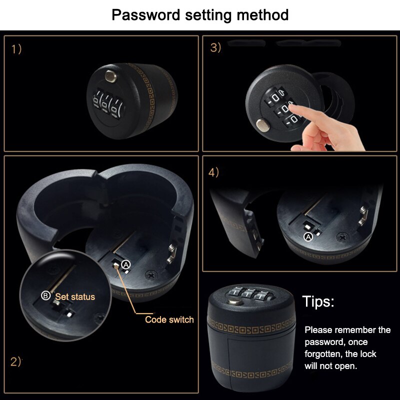 3 Digit Code Lock for Wine & Liquor Bottle Wine Cap Lock Alcohol Security Device for Drinking F2