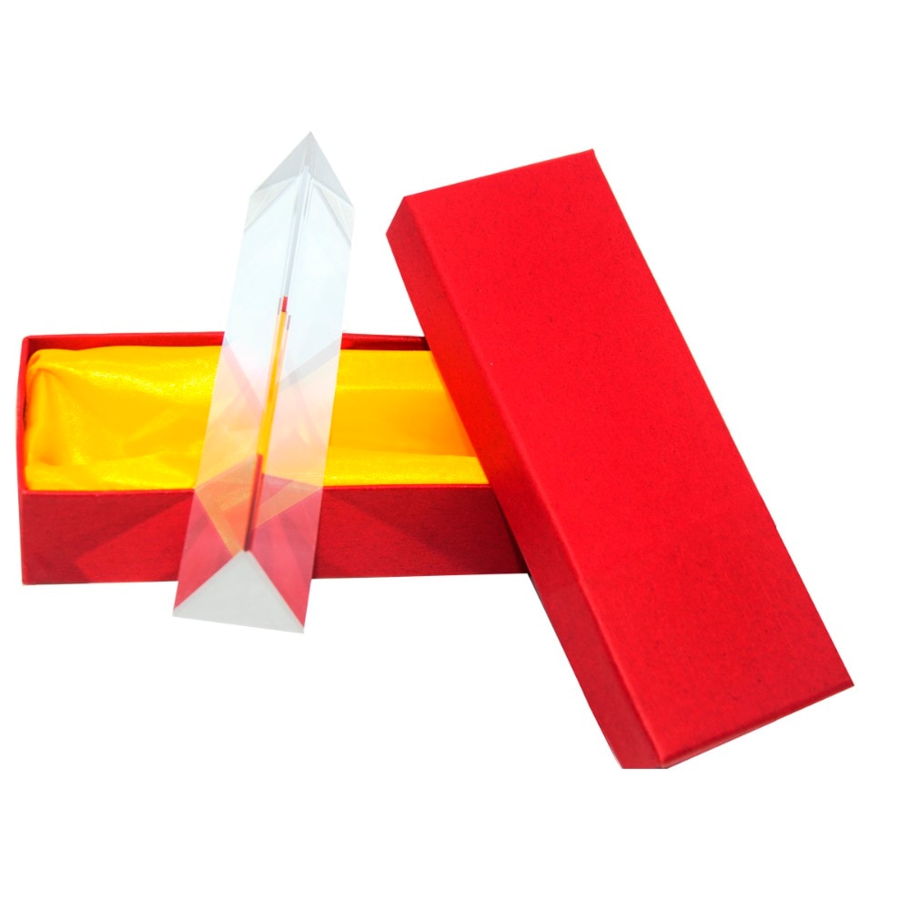 (8*2.5cm) Rainbow Optical Glass Reflecting Triangular Prism Physics Teaching Light Spectrum color Triple Prism with Box