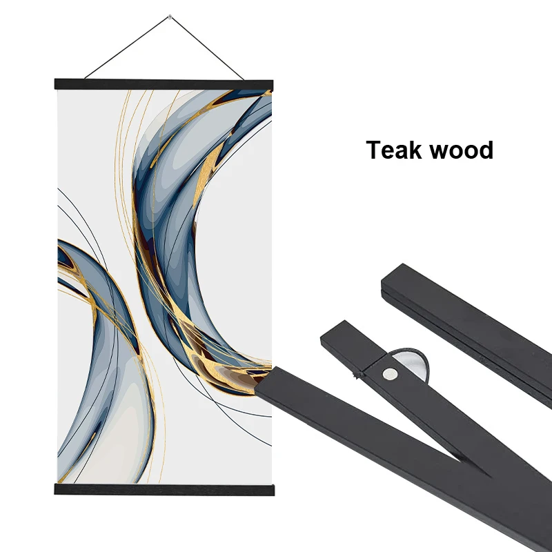 DIY Magnetic Wood Poster Frame Teak/Pine Photo Hangers Hanging Kit for Pictures Canvas Prints Poster Scroll Artwork Print Holder
