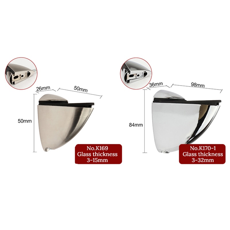 Kak Zinklegering Verstelbare Glasklemmen Glas Plated Beugels Chroom Legering Plank Houder Ondersteuning Klem Houder Voor Glazen Planken