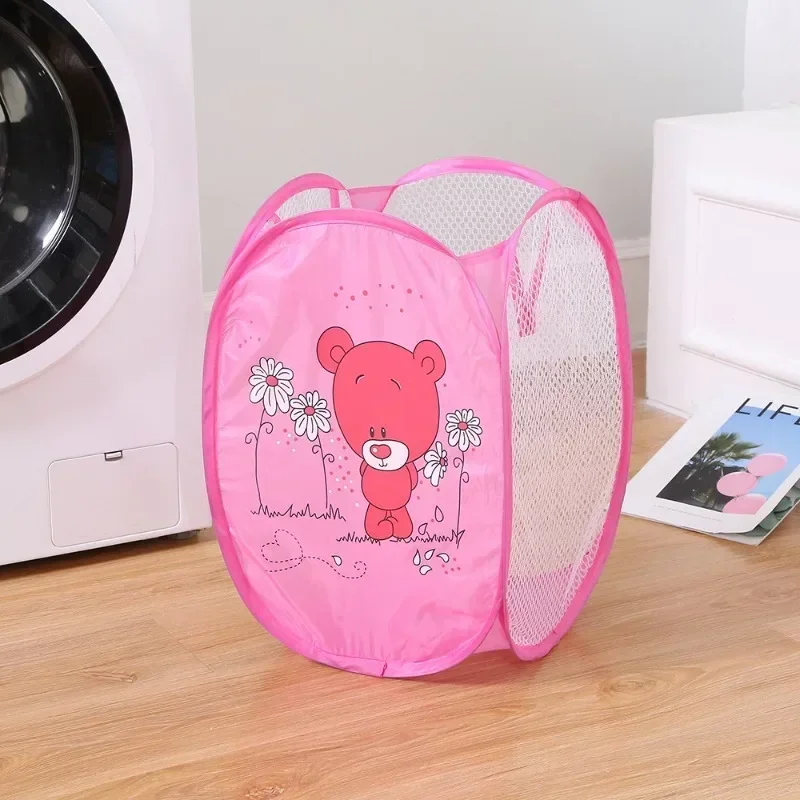 Schmutzige Kleidung, zusammenklappbarer Aufbewahrungskorb, Haushalt, Kinderspielzeug, Aufbewahrungsbox, offenes Netz, Sortierkorb, Cartoon-Farbe, zufälliges Produkt