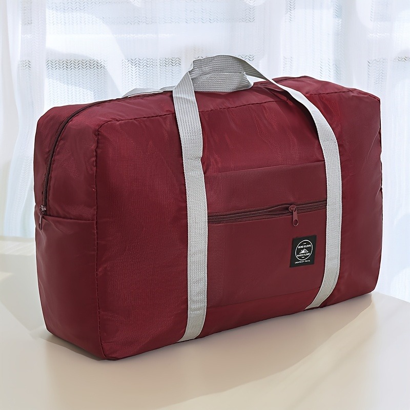 1 set of foldable large capacity travel luggage bag, expandable fitness bag, sports carry on, weekend luggage check-in: Red