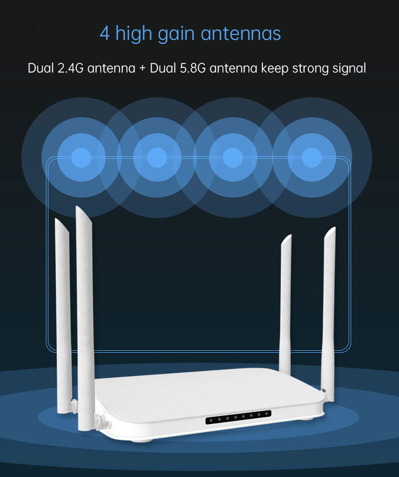 Gigabit Dual-Band AC1200 Drahtlose Wifi Router WIFI Repeater 4 * 6dBi High Gain Antennen Größere Reichweite Einfach setup