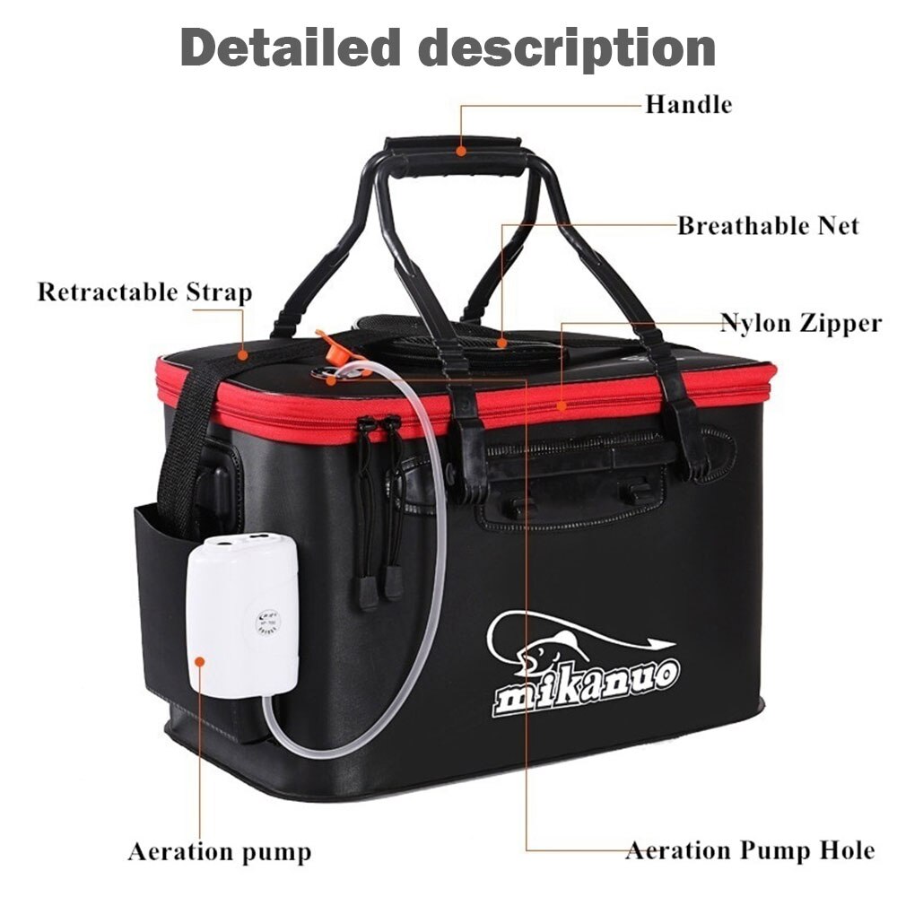 Zipper Fishing Bucket Waterproof Fishing Bag Large Capacity Lure Fishing Tackle Pack Outdoor Live Fishing Bag Fish Box Supplies