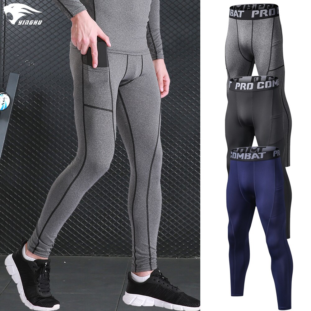 Yinghu Sport Compressie Zak Running Broek Jogging Broek Mannen Gym Training Fitness Sport Jogging Mannelijke Slanke Sport