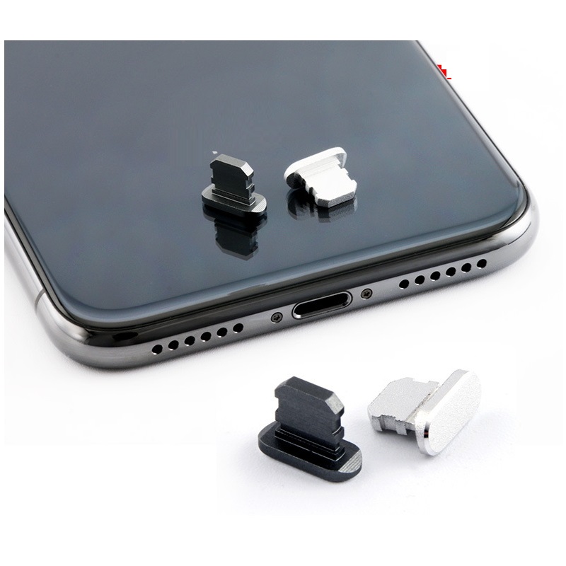 Metal skin pc oplader port anti støv stik til iphone 7 8 x 6s plus hætte stop cover telefon tilbehør universal ladestik