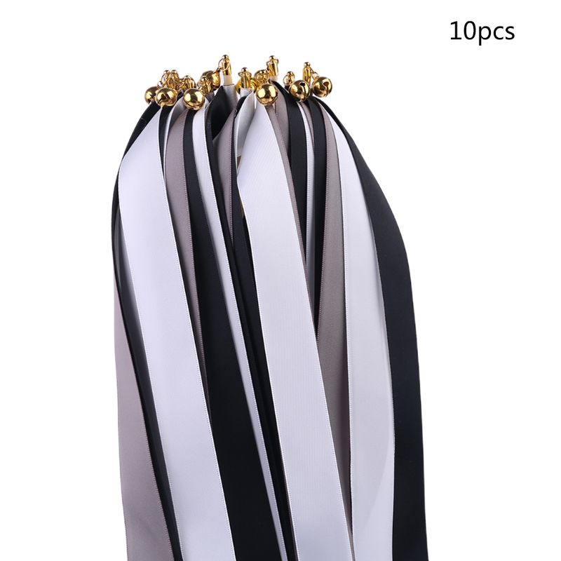10pcs Twirling Ribbon Wands Colorful Streamers Wedding Party Favor Sticks Bell U2JB