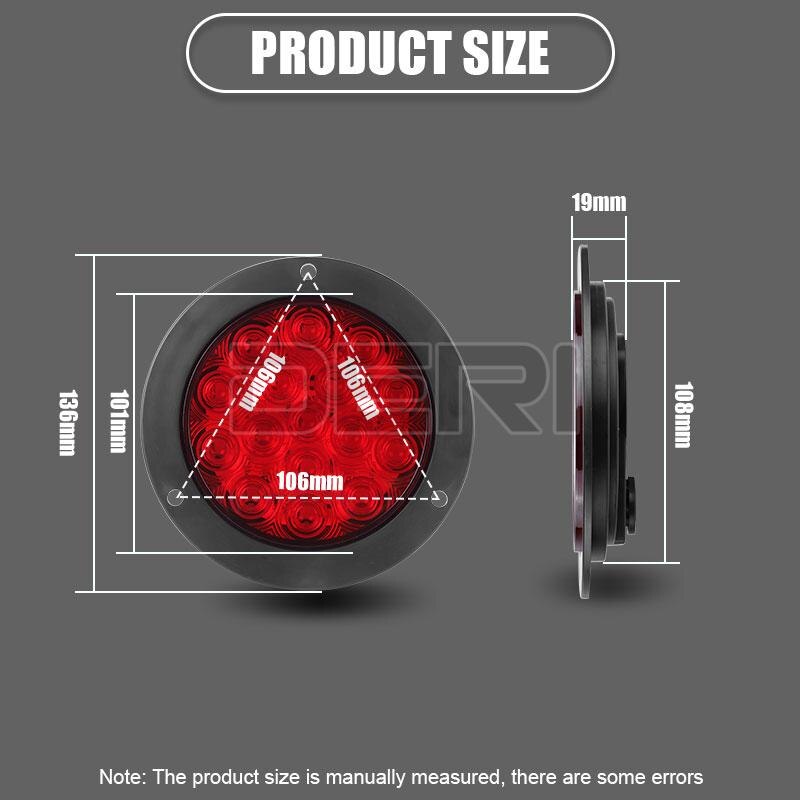 2 Stuks 4Inch Ronde Auto Led-achterlicht 16 Led Side Lights Tail Remlicht Lamp Voor Auto Truck caravan Trailer 4X4 Pickup 12V 24V