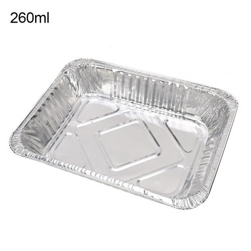 50Pcs Disposable Aluminum Foil Pans 260/450/600/850/1100ml Rectangle BBQ Tray Baking Pan Food Container Picnic Kitchen Tools: 260ml