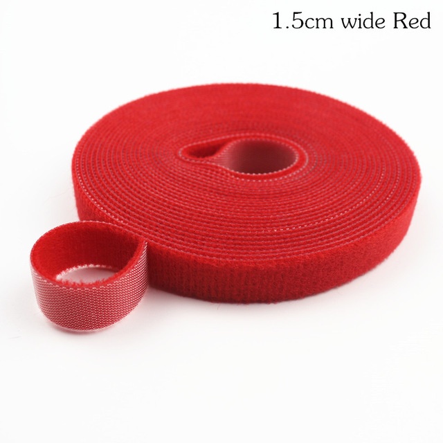 3 M Reusable Nylon Adhesive Fastener Tape Back to Back Power Wire Hooks Loops Fasteners Cable Ties Curtain Straps Magic Tape: 1.5CMx3M Red