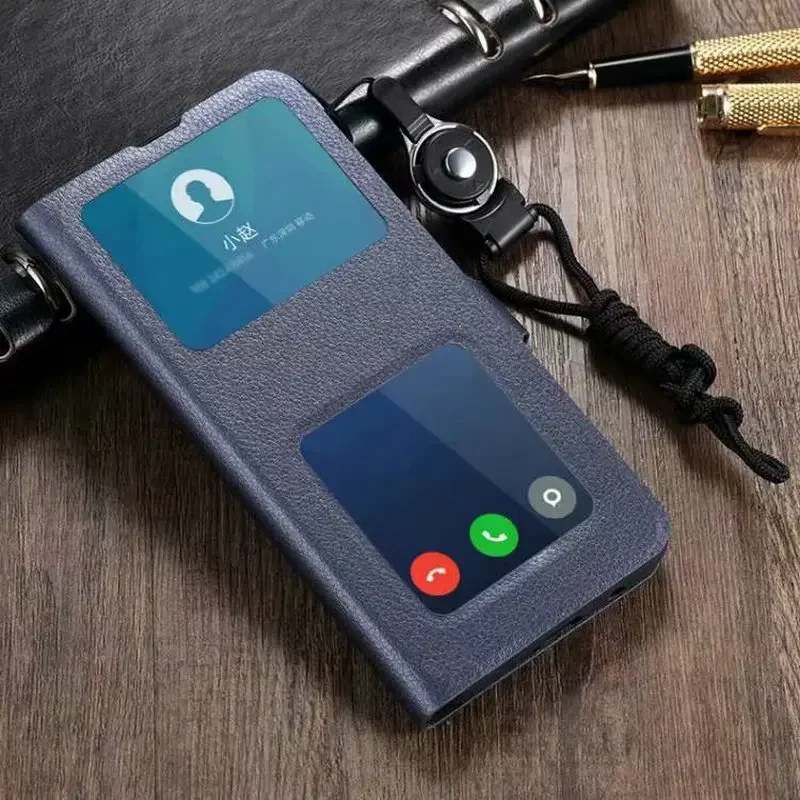 Redmi Note 13 Pro Plus 5G 12 Turbo 14 Luxury Window View PU Leather Case Flip Cover For Xiaomi Redmi Note 13 4G Pro Phone Bags: PU / Blue