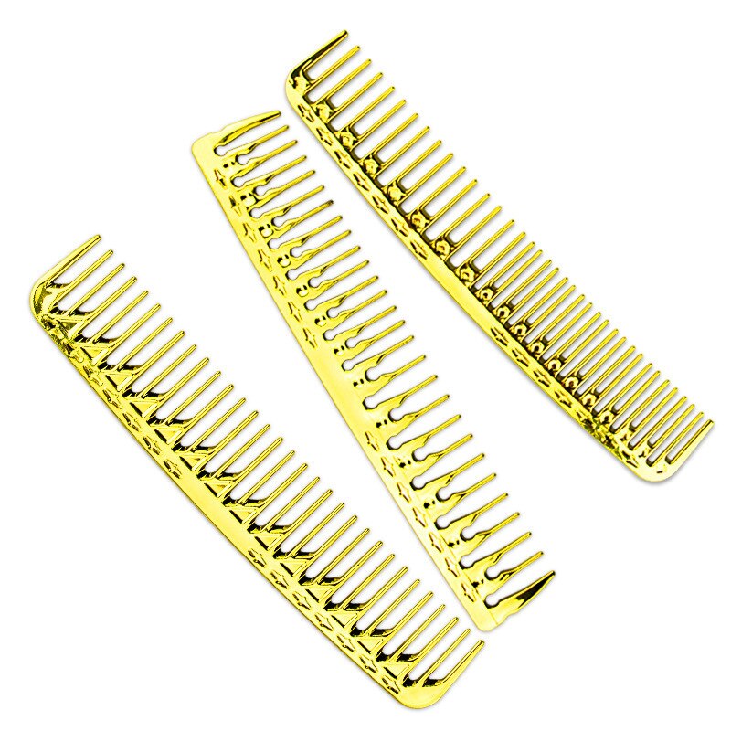 Hair salon hair stylist electroplated gold hairdresser cut comb hollow comb tip tail comb haircut comb