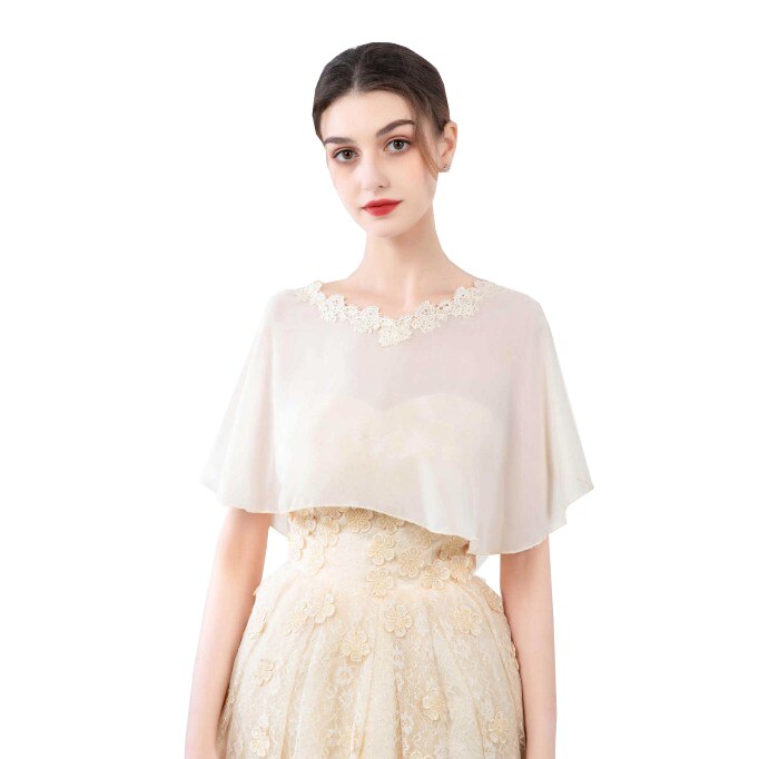 Vestes en mousseline de soie pour femmes, longues écharpes, châle, enveloppe, doux, pour soirée et mariage: Champagne
