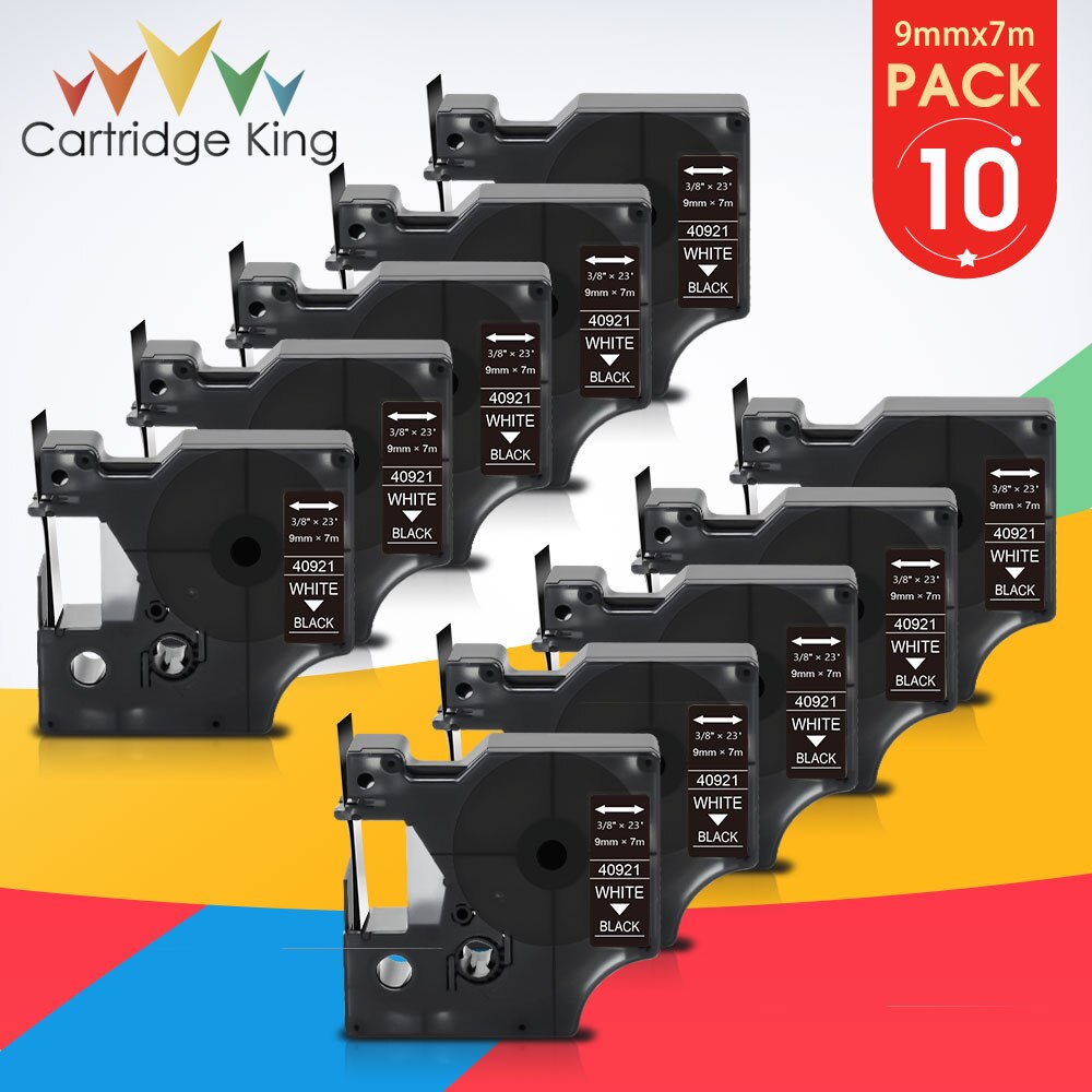 10PK 40913 9mm taśma z etykietami dla D1 DYMO 40913 czarny na białym kompatybilny z DYMO LabelPoint Label Manager 160 280 420P drukarka do etykiet: White on Black