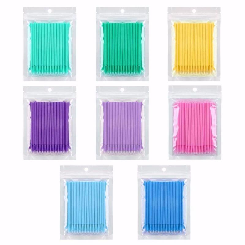 Lote de 100 unidades de brocha para pestañas desechables, hisopos de limpieza para quitar las pestañas, brochas para maquillaje de pestañas desechables