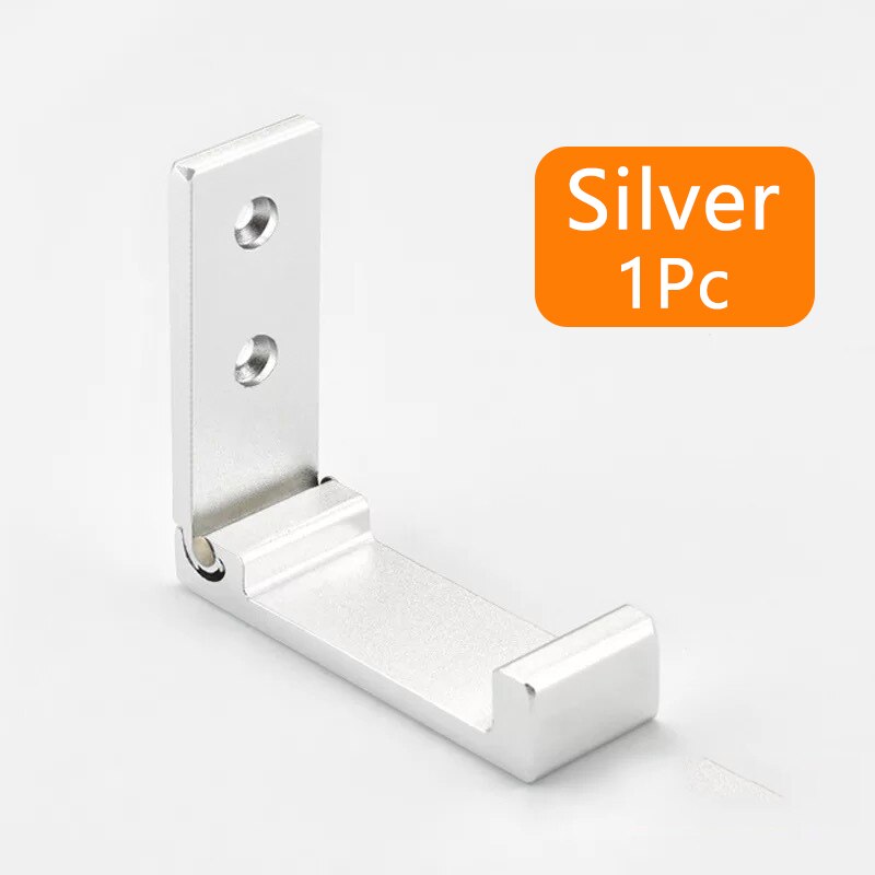 Ganchos plegables para puerta de pared, Perchero de ropa, sombrero, bolsos colgadores de aleación de aluminio, cocina, baño, ganchos de toallas a prueba de herrumbre, gancho individual plegable: Plata