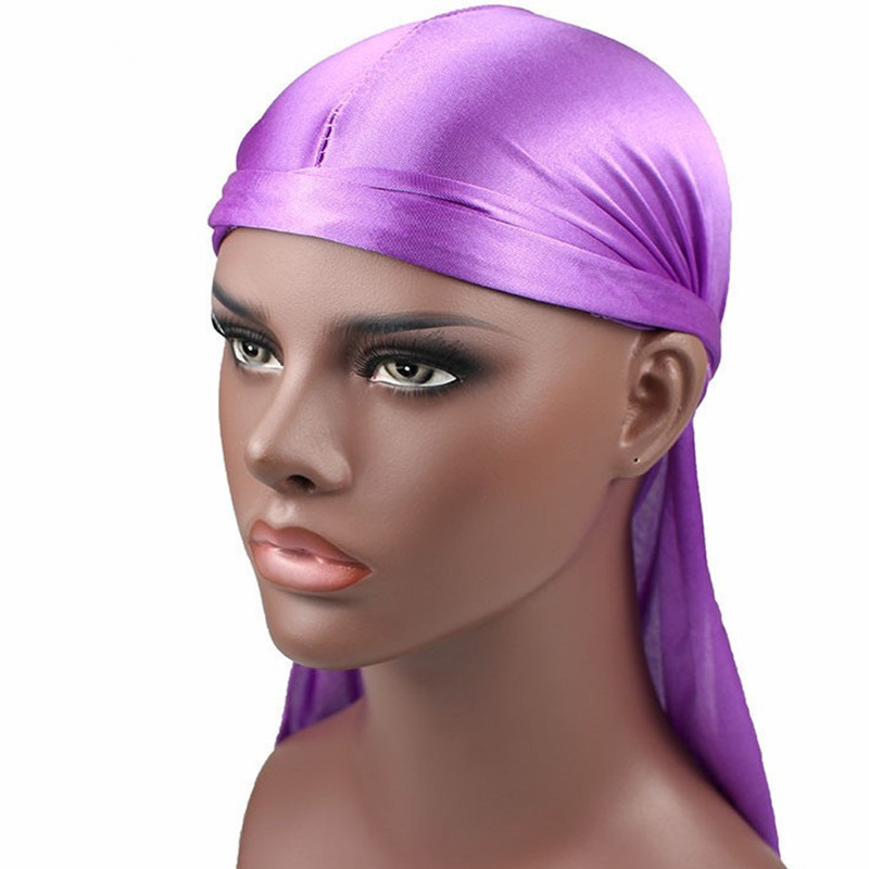 Enveloppe de tête en satin style hip hop, Durag pour homme, accessoire de type turban pour cheveux, couleur unie, aspect bandana: K