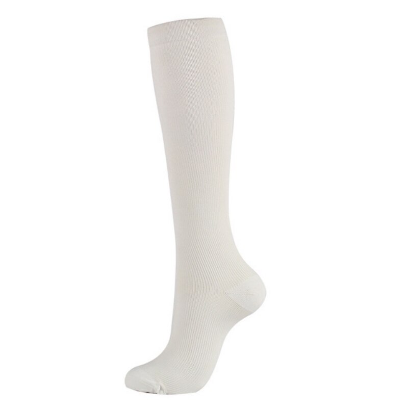 Medias para exteriores de compresión de 29-31CM, medias para aliviar el dolor y el dolor, de nailon con venas varicosas: White / XXL