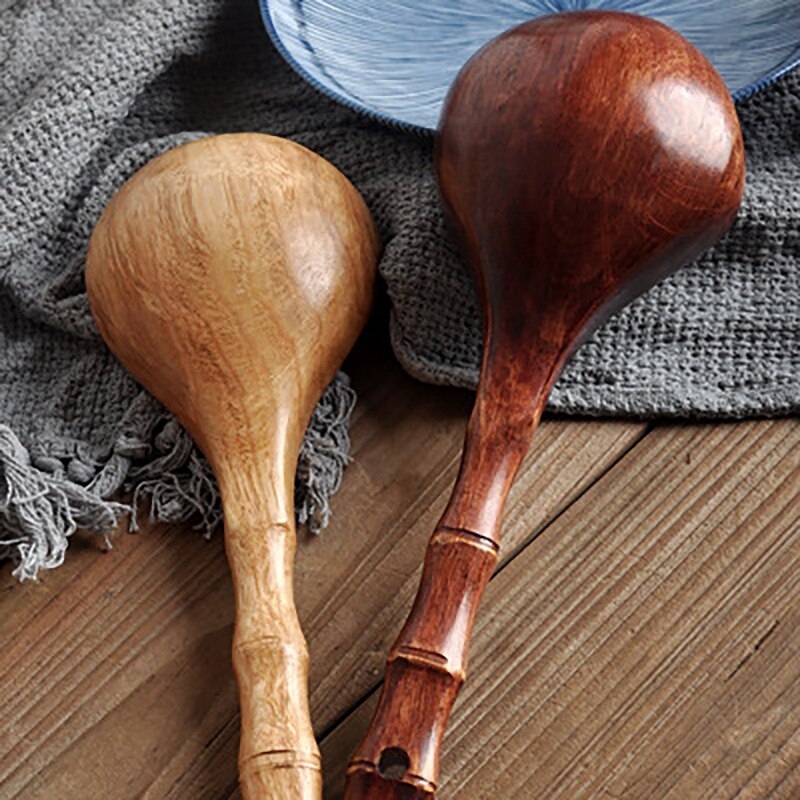 Houten pollepel, kookhoeklepel, keukenlepel, houten waterlepel, soeplepel, grote serveerlepel, pollepellepel