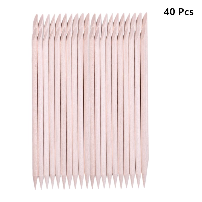 100 Stks/set 50 Stks/set Vrouwen Lady Double End Nail Art Wood Stick Cuticle Pusher Remover Pedicure Professionele Nail Art Tool set: 40pcs