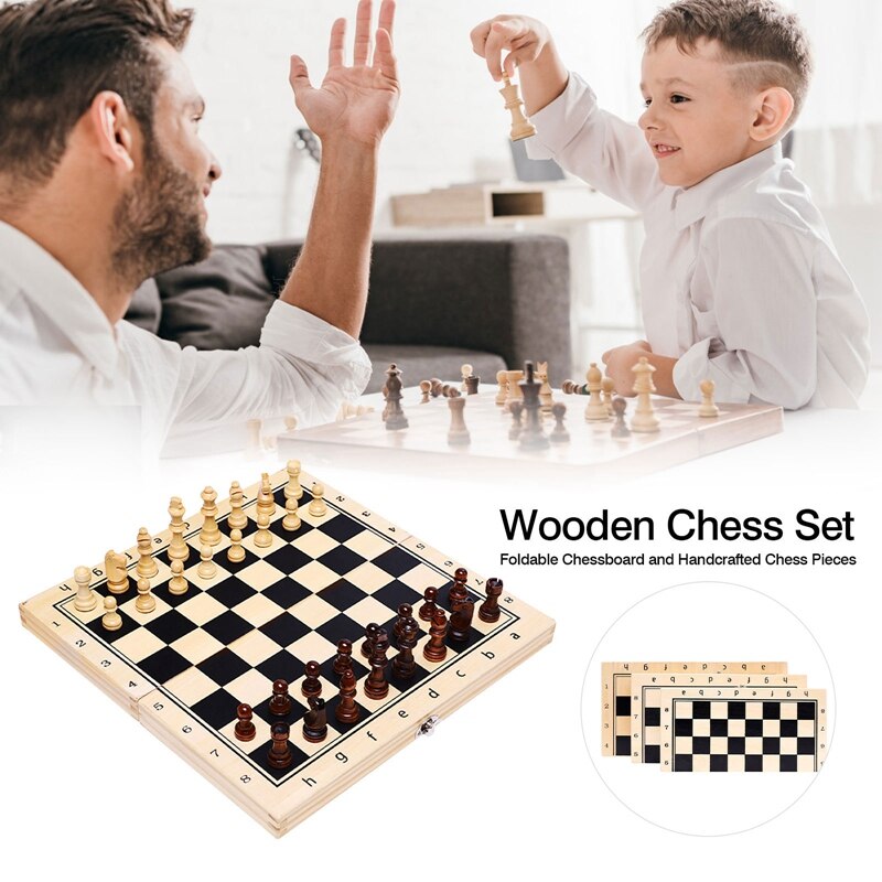 Magnetic Wooden Chess And Checkers Set Board Games For Kids And Adults For Travel Portable Folding Beginner Chess Set