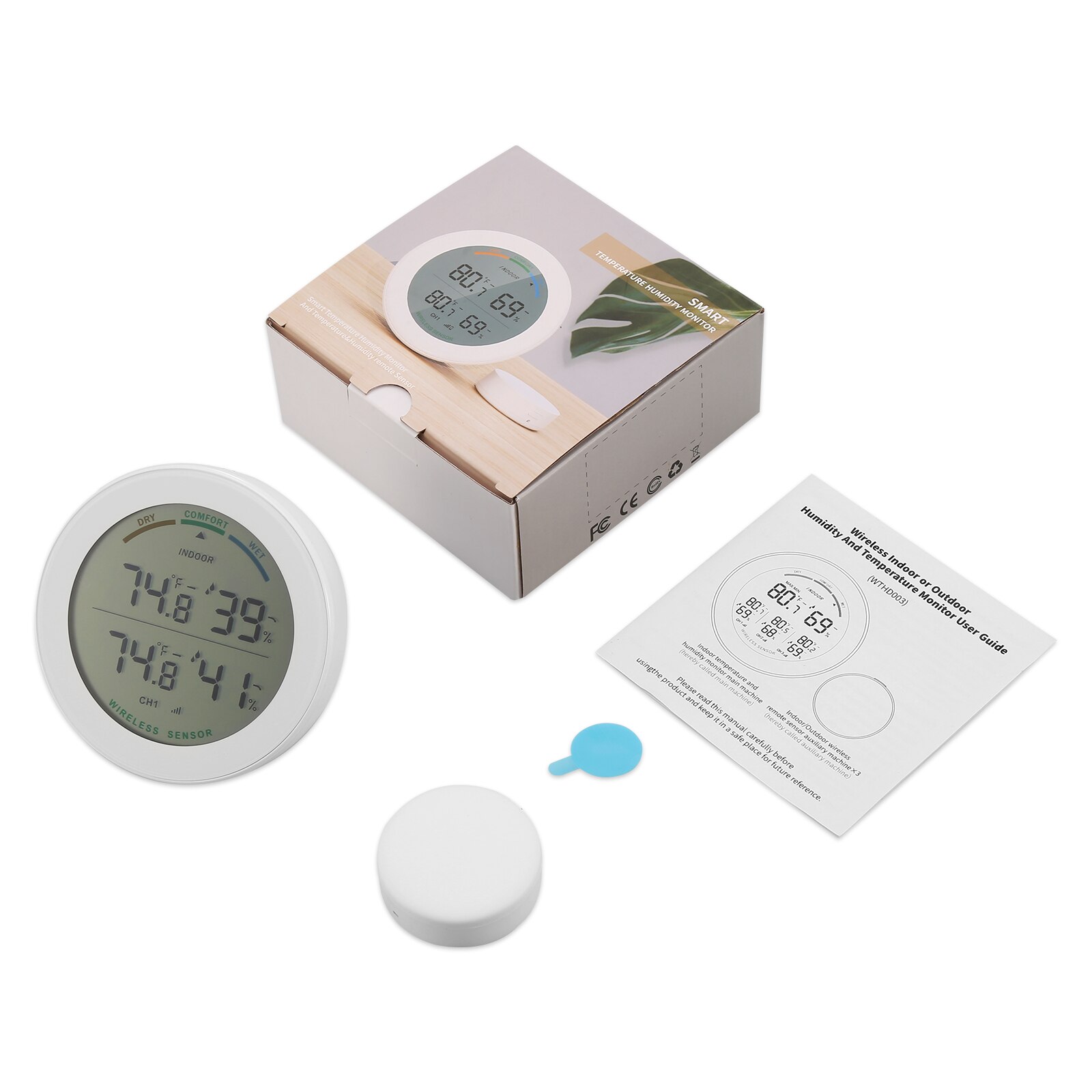 Trådløst termometer lcd display indendørs udendørs sensor temperatursensor indendørs digitalt hygrometer termometer