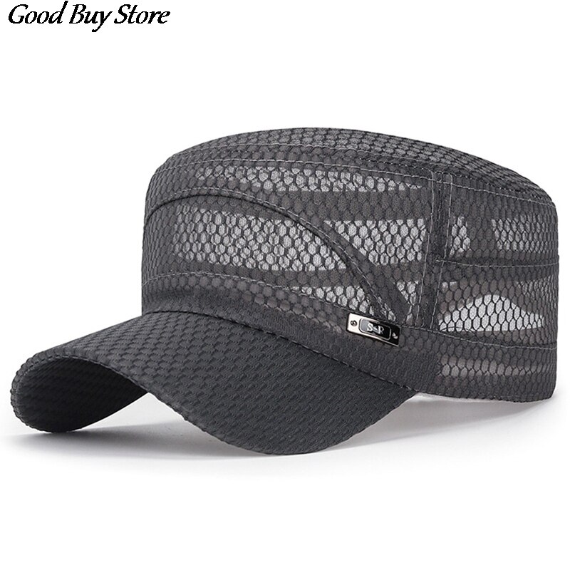 Verstelbare Outdoor Zon Hoeden Mesh Baseball Cap Casual Platte Ademende Hoed Mannen Snapback Mannelijke Zomer Gorras Streetwear Trucker Cap