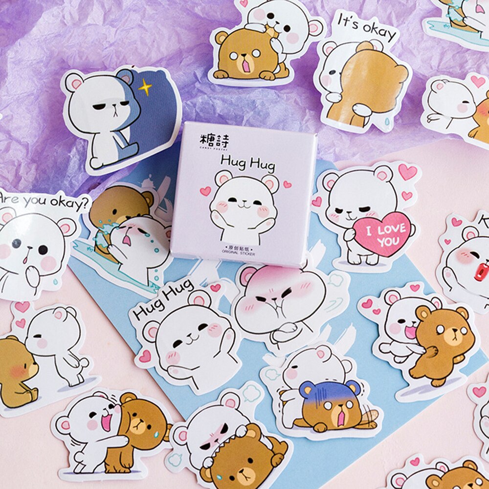 Lovely Hug Bear Decorative Stickers Scrapbooking Stick Label Diary Stationery Album Stickers: 1