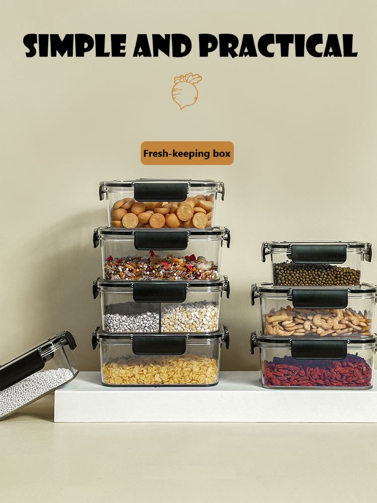 Multi function refrigerator sealed storage box, can be divided, with transparent cover, fresh fruits and vegetables
