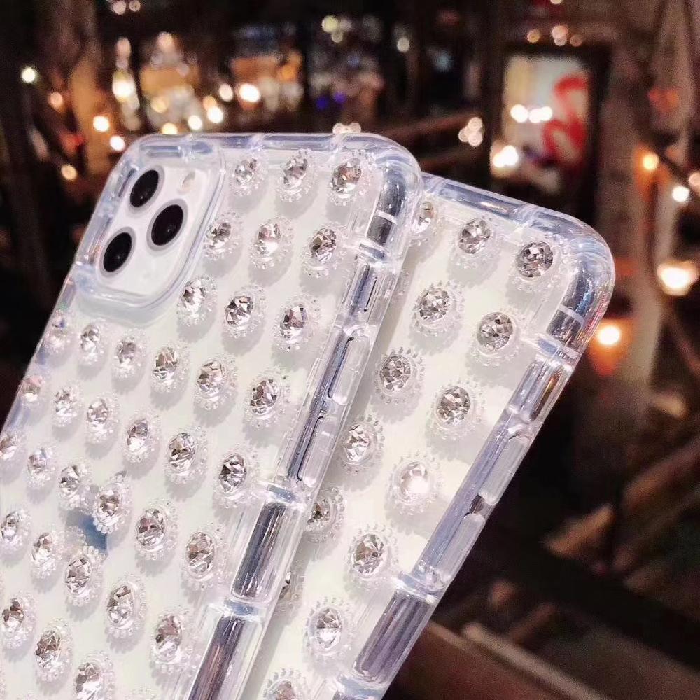 Luxury 3D Diamond Case for iPhone 13/12/11 ProMAX XR XS Transparent Soft Fundas for iPhone SE2 8 7 6 Plus Bling Rhinestone Cover