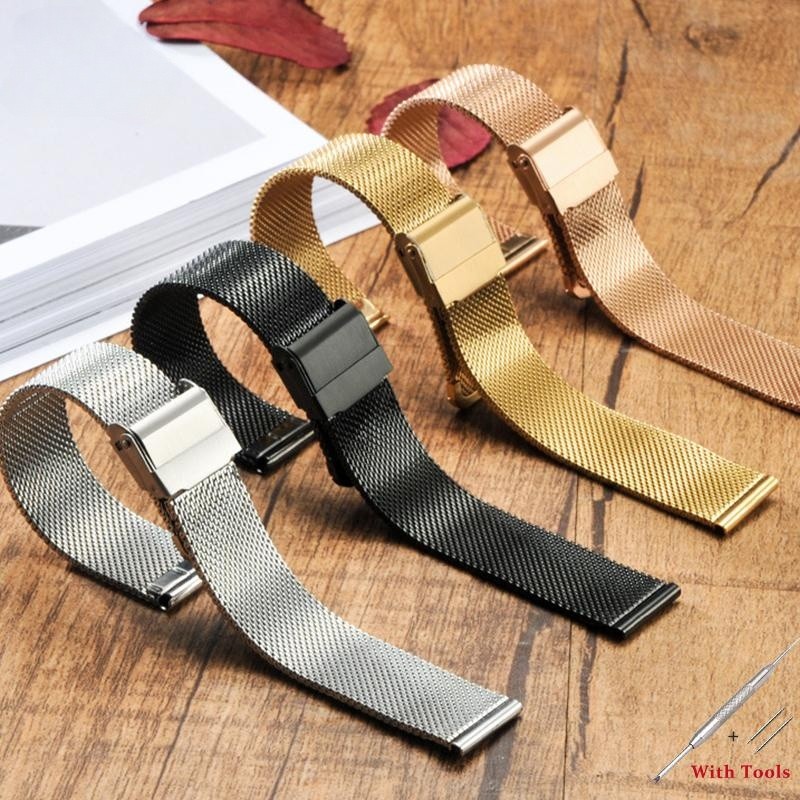 12mm 14mm 16mm 18mm 20mm 22mm Rvs Milanese Mesh Band Voor DW Horloge bandjes Gewone Horlogeband Armband Met Gereedschap