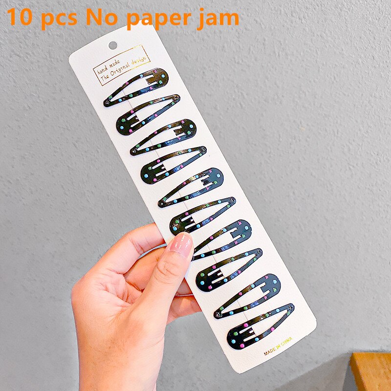 10/12pcs Cute Baby Girl Hair Clips Cartoon Snap Button Candy Color Star Shape Hair Clip Non-Slip Baby Clip Kids Accessories: 03