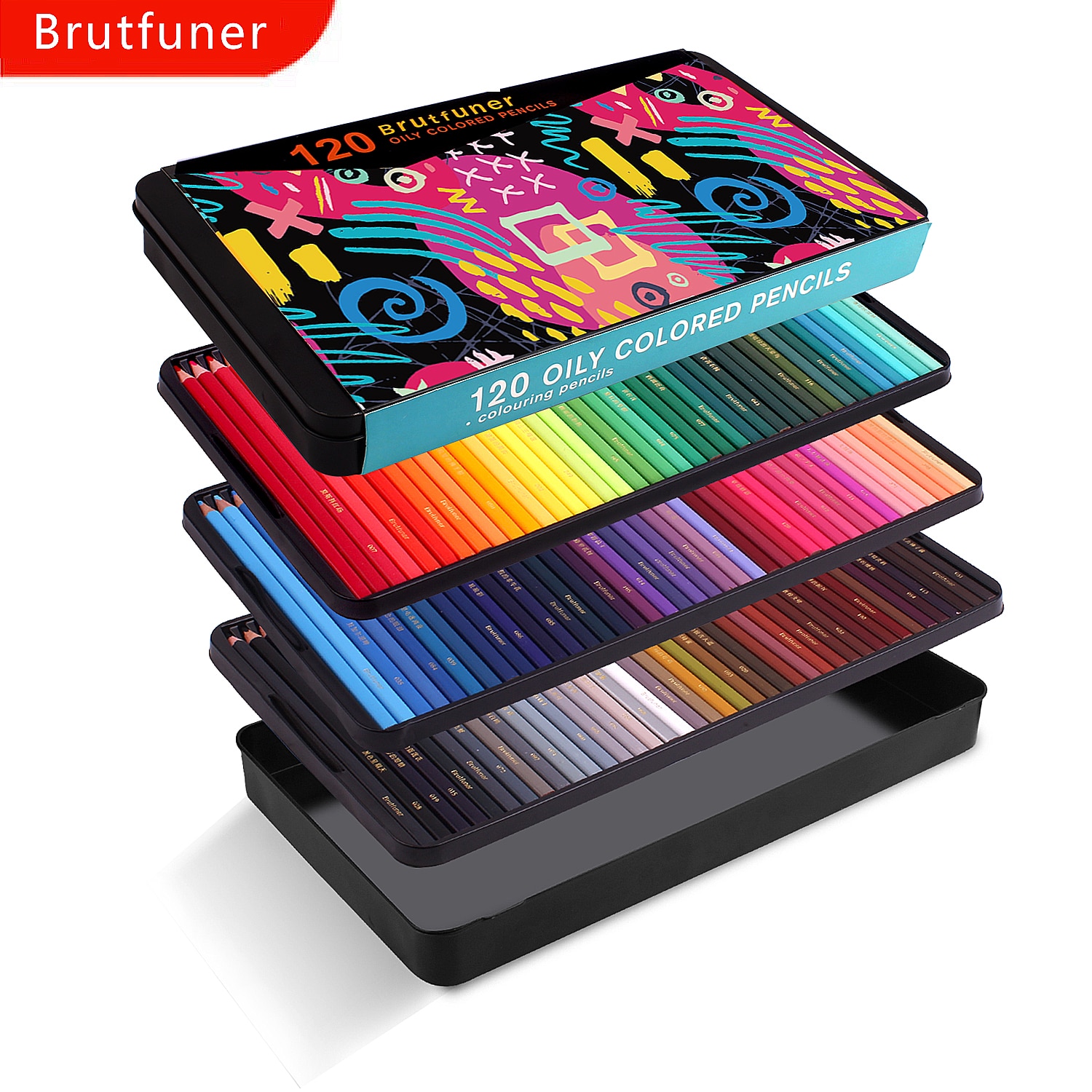 Brutfuner-Juego de lápices de colores profesionales para niños y estudiantes, Set de 72/120/180 colores, de madera, suave, acuarela
