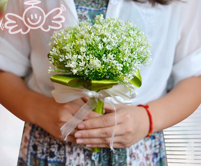 Fresh Romantic Wedding Bouquet Lavender Purple Green Gypsophila Fresh and Natural Outdoor Romantic Wedding Bouquet