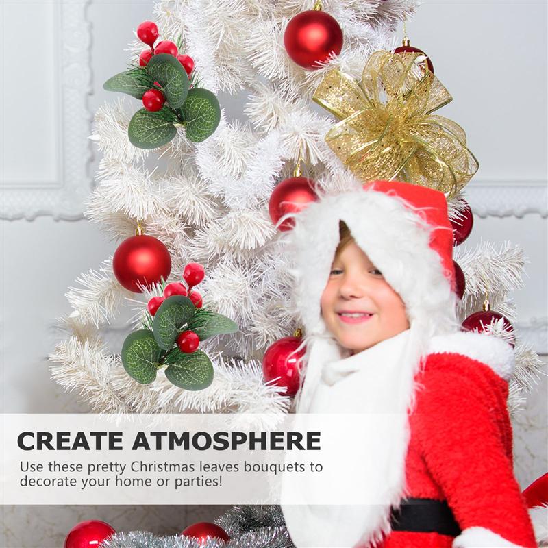 10pcs Red Fruit PVC Christmas Lovely Tree Decors Simulated Berry Bouquet Christmas Tree Decoration Simulation Red Fruit Cutting