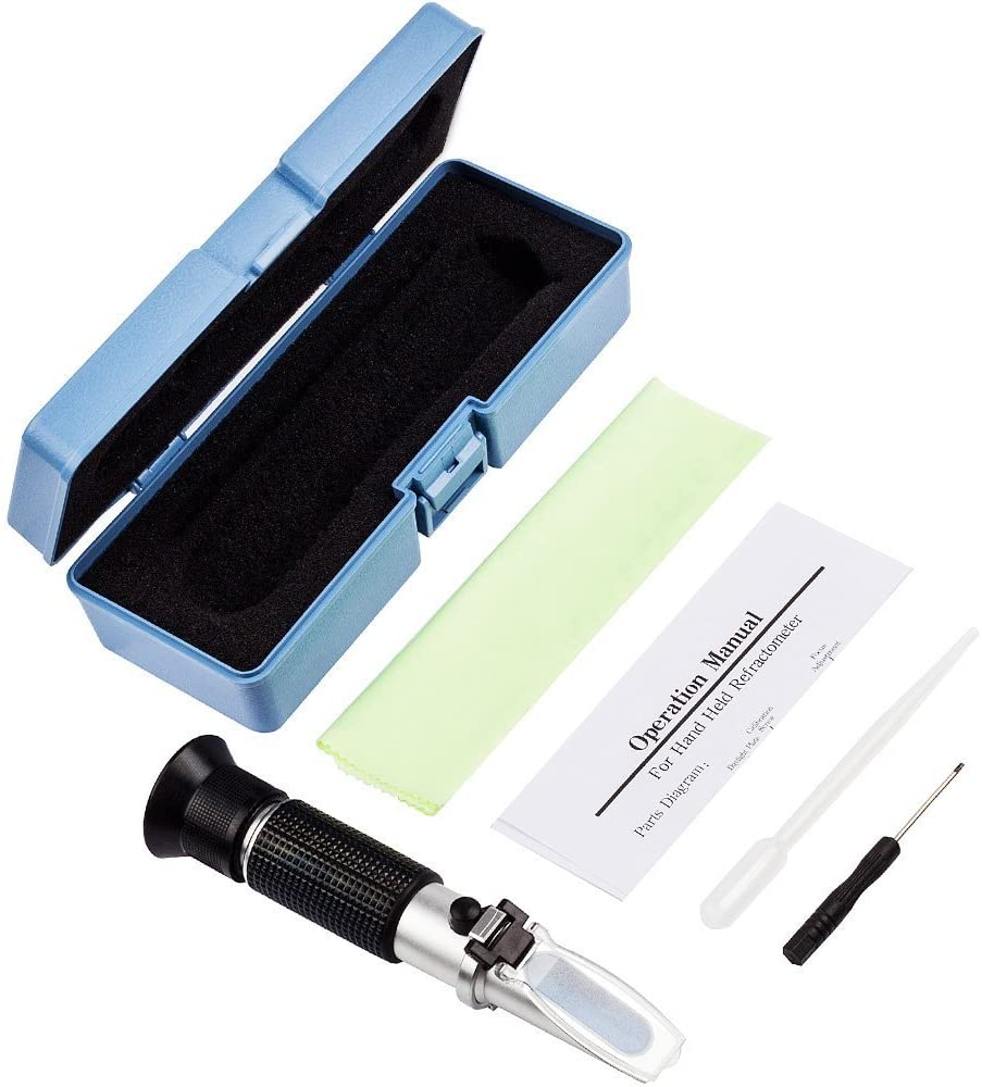 Réfractomètre de moût de bière, réfractomètre Brix/densité spécifique pour le brassage de bière, à double échelle (Brix 0-32%, SG Wort 1.000-1.130): with plastic case