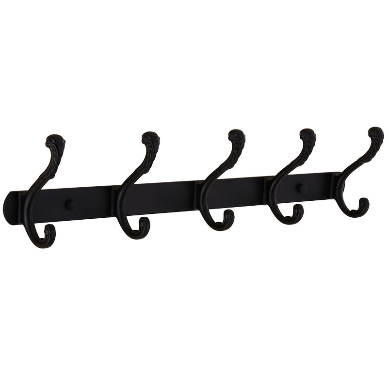 3/4/5 Hooks Coat Rack Wall Mounted Heavy Duty Hanger Metal Coat Hook Rail for Coat Clothes Hat Towel Jacket