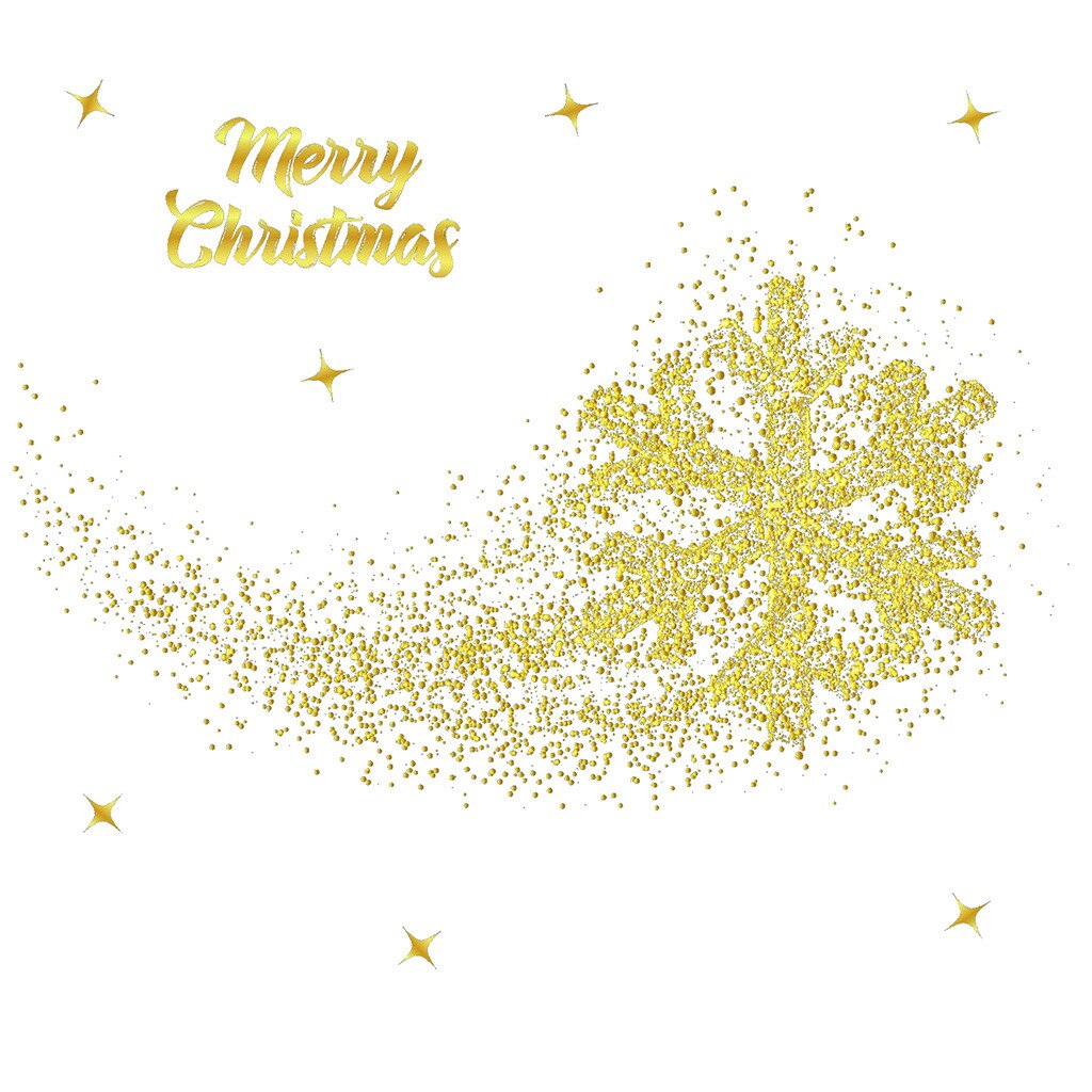 Merry Christmas snowflake Wall Sticker Gold Household window wallpaper decorations Year stickers Mural Decor Decal Removable: E