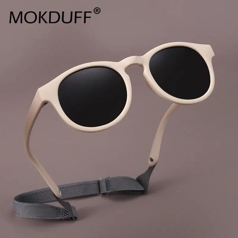 Modische erste Sonnenbrille für Babys mit Riemen, rund, flexibel, UV400, polarisiert, für Kleinkinder Ich bin ändern von 0–3 Jahren